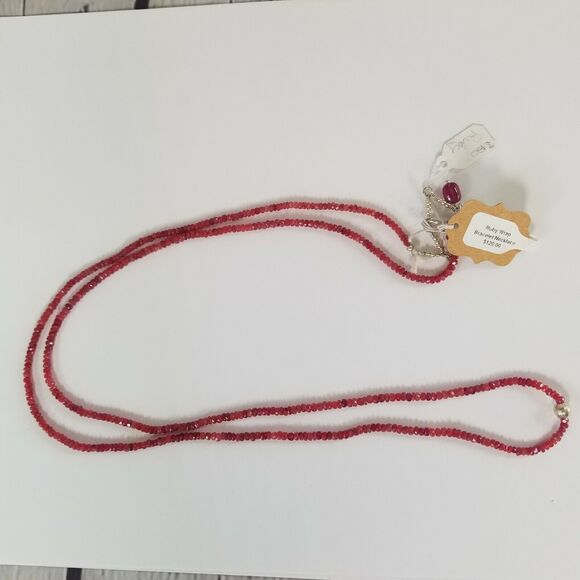 Ruby Wrap Necklace or Wrap Bracelet NEW $120 Tags Fashion Statement Jewelry Red - Picture 4 of 10